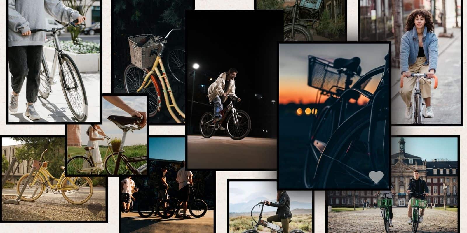 Collage of people and their bikes
