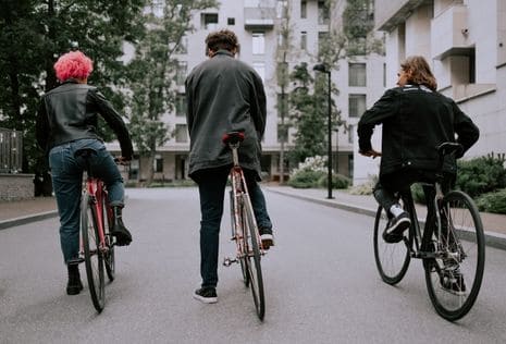 College students on bikes