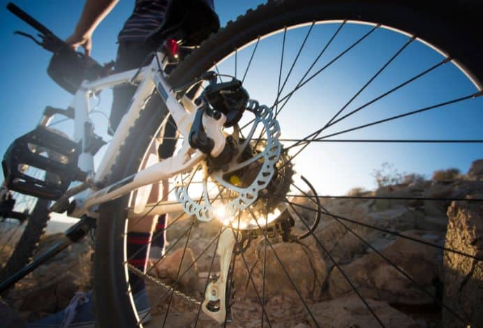 A picture of a close-up of a bike tire.
