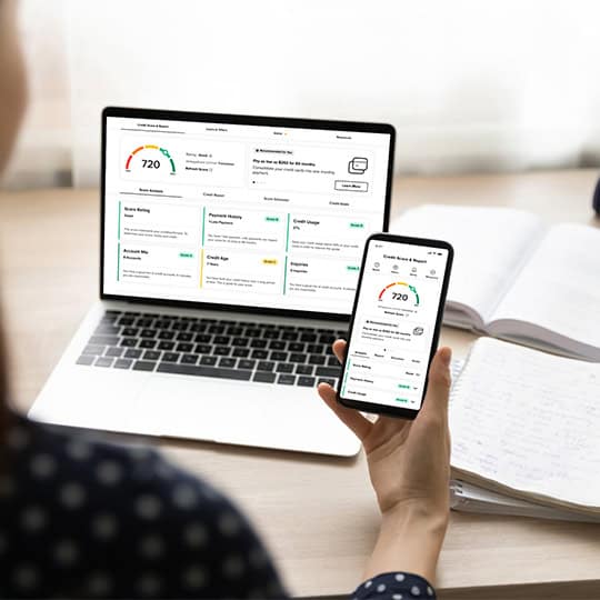 credit score platform on both desktop and mobile app.