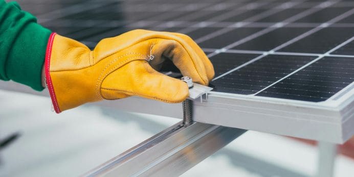 A close up of a solar installation